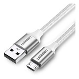 Cabo Usb 2.0 Para Micro Usb 1,5m Branco Blindado Ugreen