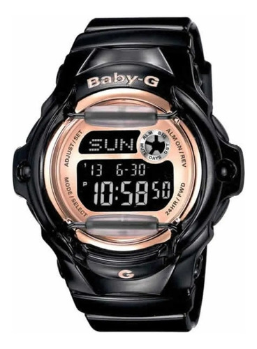 Reloj Casio Baby-g Splash Original Rosa Gold Para Mujer Color De La Correa Negro Color Del Bisel Negro