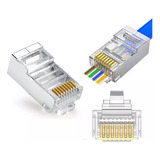 50 Conector Cat6 Ez Rj45 Metálico Blindado Terminal Red /us