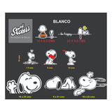 Stickers Vinil Blanco Para Auto Paq. 8 Piezas Snoopy