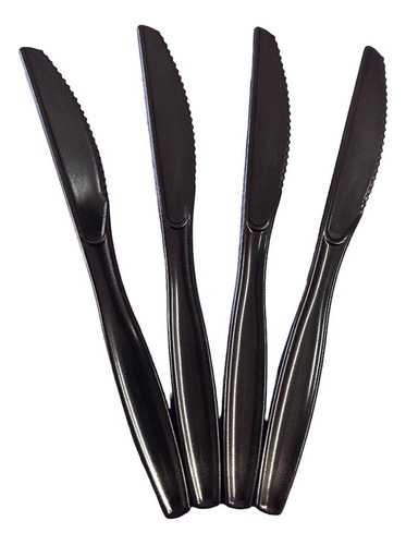 16 Cuchillos Desechables 15cm Color Negro Ideal Para Fiestas