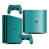 Skin Ps4 Pro Compatível Playstation Brilho Cor Verde Dark