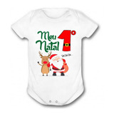 Body Bebê Roupa Infantil Primeiro Natal Papai Noel Promoção 