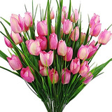 Tulipanes Artificiales X8ramos (5tallos-flores C/u) Rosa 