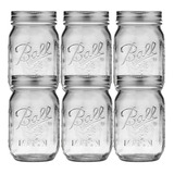 6 Pack Mason Jars Ball 16 Oz (6 Piezas) Boca Regular