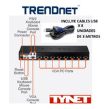 Switch Trendnet Tk-803r Kvm Usb 8 Puertos + 8 Cables 3mts.