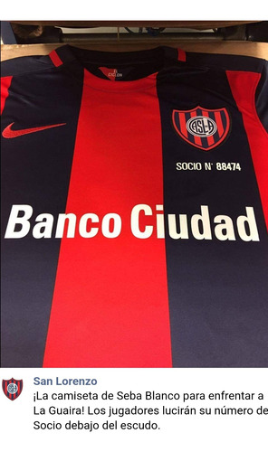 Camiseta San Lorenzo Copa Sudamericana 2016 Titular. 
