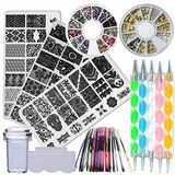 Equipo Para Decorar Uñas Nail Art Stamping Plate Kit Flower 