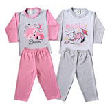 Kit C/ 2 Pijama Infantil Inverno Frio Menina Longo 201312-2