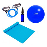 Kit Pilates Bola 65cm + Bomba + Colchonete + Extensor Forte