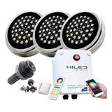 3 Luces Para Pileta Led Rgbw 12w +fuente+control Remoto+wifi