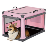 Jaula Portátil Para Perros Color Rosa Ajustable Plegable