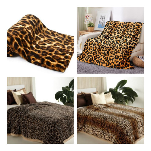 Frazada Flannel 2½ Plazas Animal Print Abrigada Calentita 