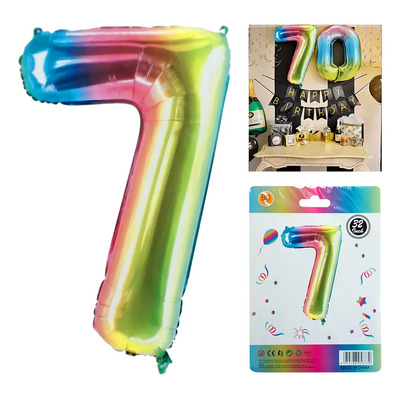 Globo Número 7 Arcoiris Multicolor 82cm Aluminio Jands Fiesta | Meses sin interés