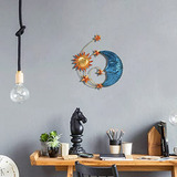 Blowadm Esculturas De Pared Metal Luna Sol Y Estrellas Decor