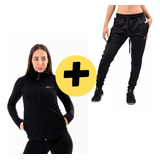 Campera Polar Dama + Pantalon Chupín Lycra C/puño Cuo S Int