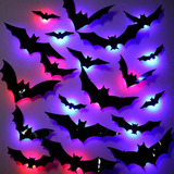 Hasyo Led Halloween 3d Bats Decoraciones Pegatinas De Pared