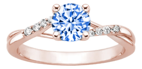 Anillo Oro Blanco 18kt Zafiro Azul Y Diamantes Naturales