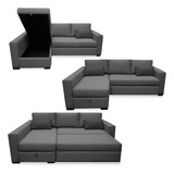 Sillon Esquinero Cama 2 Plazas Baulera Chenille 2.20 X 1.80