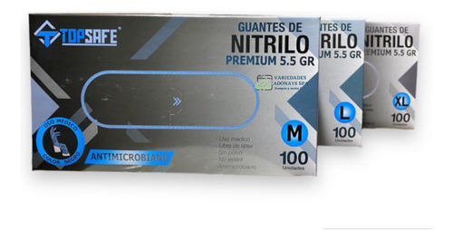Guante Nitrilo Negro Premium 5.5gr - Pack De 10 Cajas X 100u