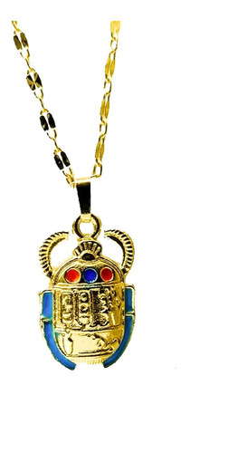 Collar De Escarabajo Egipcio Chapado En Oro De 18 Quilates D