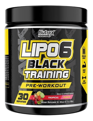 Nutrex Lipo 6 Black Training Pre-entren Oxido Nitrico 30serv Sabor Tropical