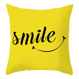 Funda Cojin 45x45 Decorativo Smile Amarillo Lino Poly