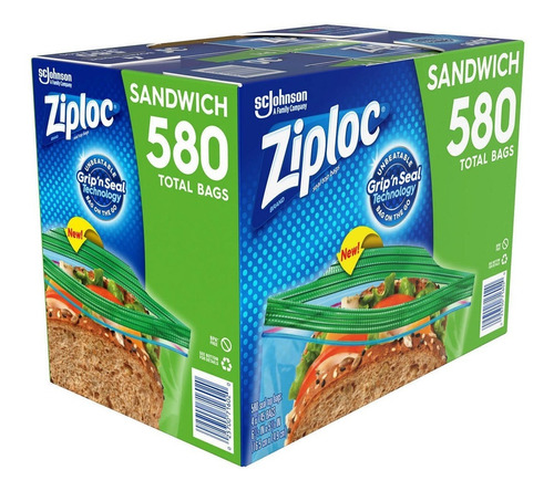 Ziploc Bolsa Para Sandwich 580pz Reutilizables