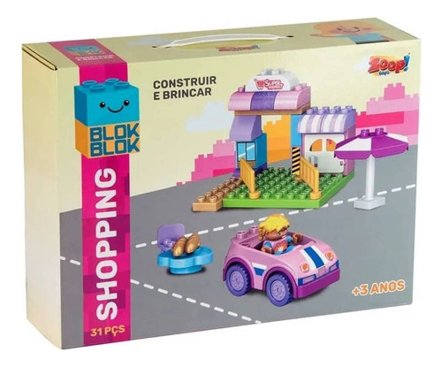 Blocos Construção Blok Blok Shopping Mercado Com Carrinho