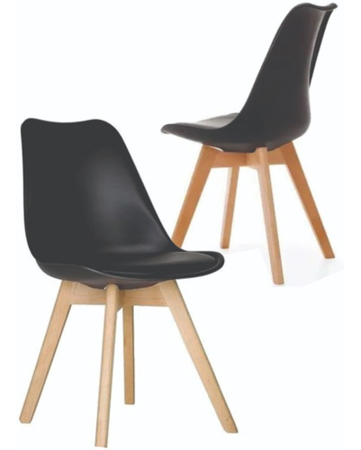 Silla Eames Tulip Almohadon Patas Madera Comedor X2