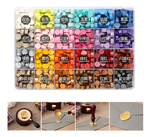 Pastillas De Cera Natural De 24 Color Para Sello Caja 600pcs