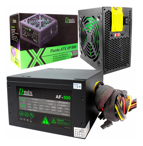 Fonte Atx 500w Reais Gamer Super Silenciosa Pc Bivolt