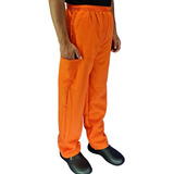 Pantalón Cargo De Resorte Completo Multiusos Unisex Naranja