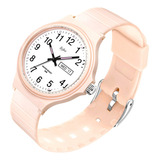 Reloj Digital Elegante Ultra Ligero Comodo Impermeable Correa Coral Claro Bisel Coral Claro Fondo Blanco