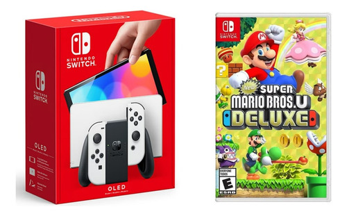 Nintendo Switch Oled 64gb New Super Mario Bros. U Deluxe Bundle Color  Blanco