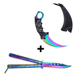 Kit Cs Go Karambit Canivete Buterfly +karambit Fade Afiados