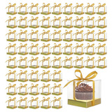 60 Cajas De Plástico Transparente Cupcakes De 3.5 PuLG...