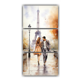 75x150cm Cuadro Pareja Joven Torre Eiffel Bastidor Madera