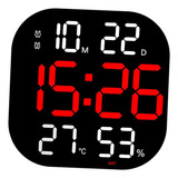 S Reloj De Pared Digital Moderno Temperatura Mes Fecha Rojo