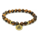 Pulsera Buda Ojo De Tigre Yoga Otorga Poder Fortaleza 8mm