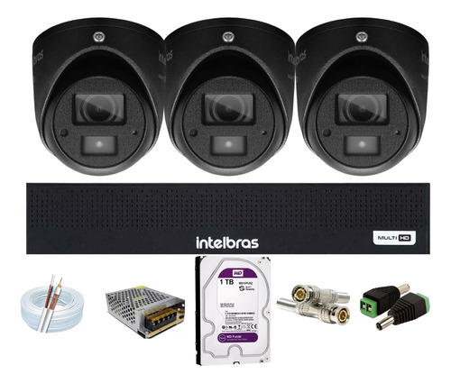 Kit Intelbras 3 Mini 3220d C/áudio Dvr 4ch 3004c Fullhd 1tb