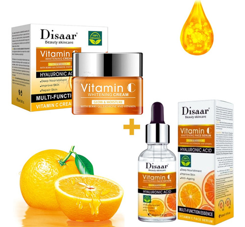 Serum Facial Y Crema Facial Acido Hialuronico + Vitamina C 