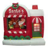 Inflable Iluminable De Navidad Santa Claus Y Su Fábrica