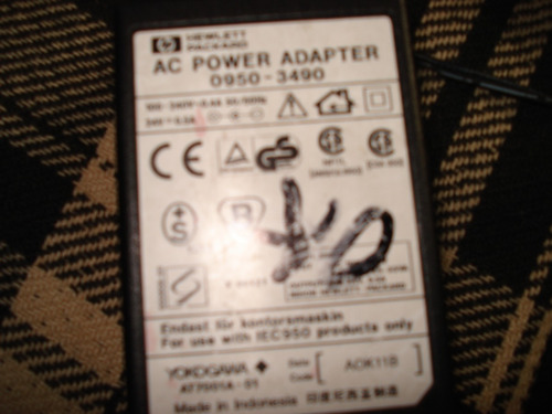 Fuente Cargador Hp 24v.-0,5a. Ac Power Adapter Sin Envios