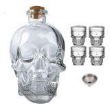 Licorera Decantadora 400 Ml+4 Copas Calavera Obsequio Embudo