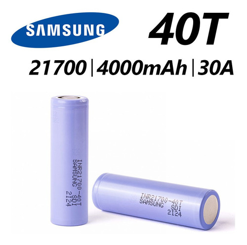 Baterías Samsung 40t 21700 4000mah 30a (2 Unidade) Original 
