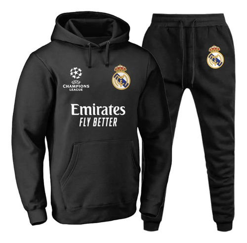 Conjunto Moletom Masculino Real Madrid Champions Flanelado