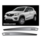 Adesivo Faixa Lateral Kwid Preto/prata Degrade  K01