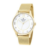 Relógio Champion Cn25538m Feminino Dourado Mostrador Branco