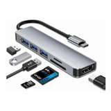 Usb C Hub 6 En 1 Adaptador Tipo C 4k Para Macbook Pro Air 